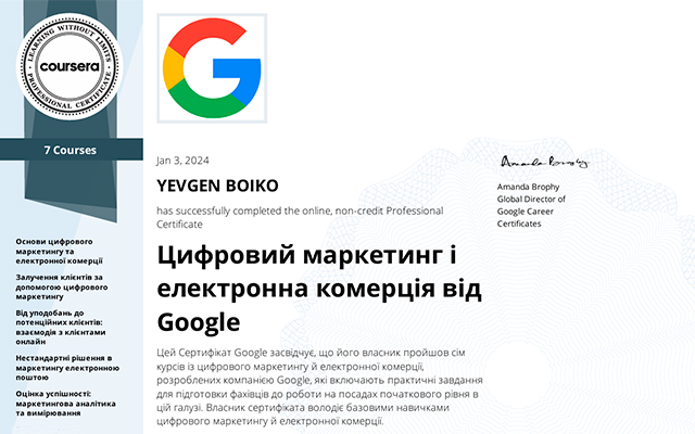 Digital Marketing & E-commerce Professional Certificate